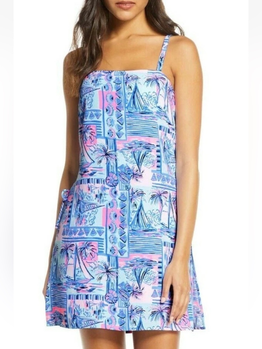 Lilly Pulitzer Sahar Whisper Blue Yeah Buoy Nautical Boat Dress Romper. Size 8.